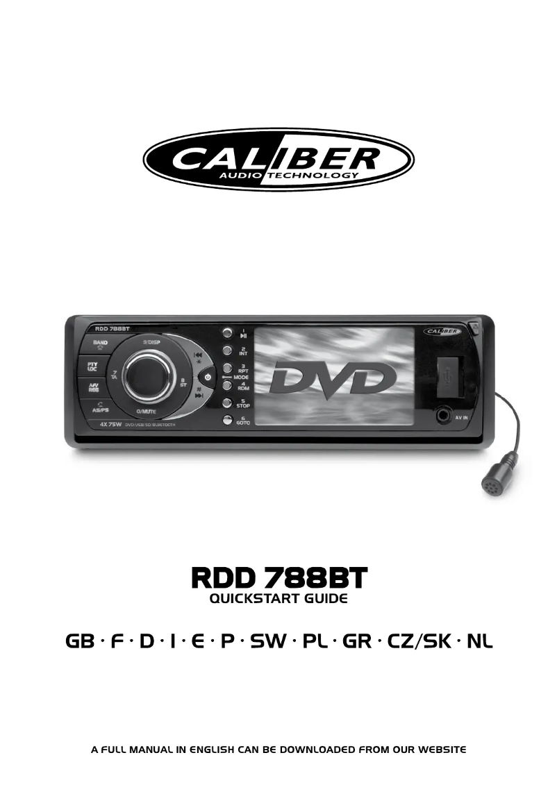 Image de la première page du manuel de l'appareil RDD788BT