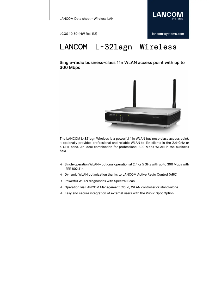 Page n°1 - Fiche technique Lancom L-321agn Wireless