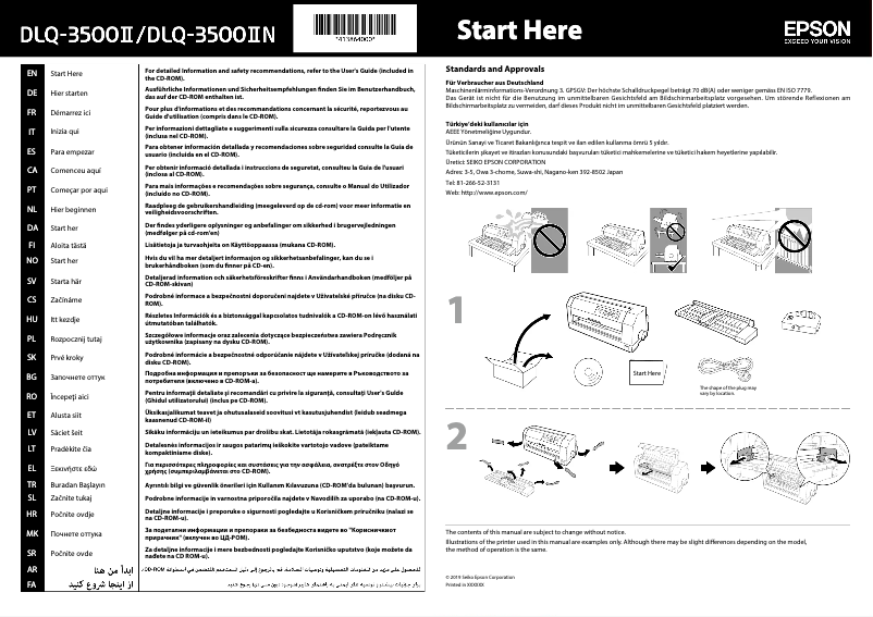 Page n°1 - Guide d'installation Epson DLQ-3500