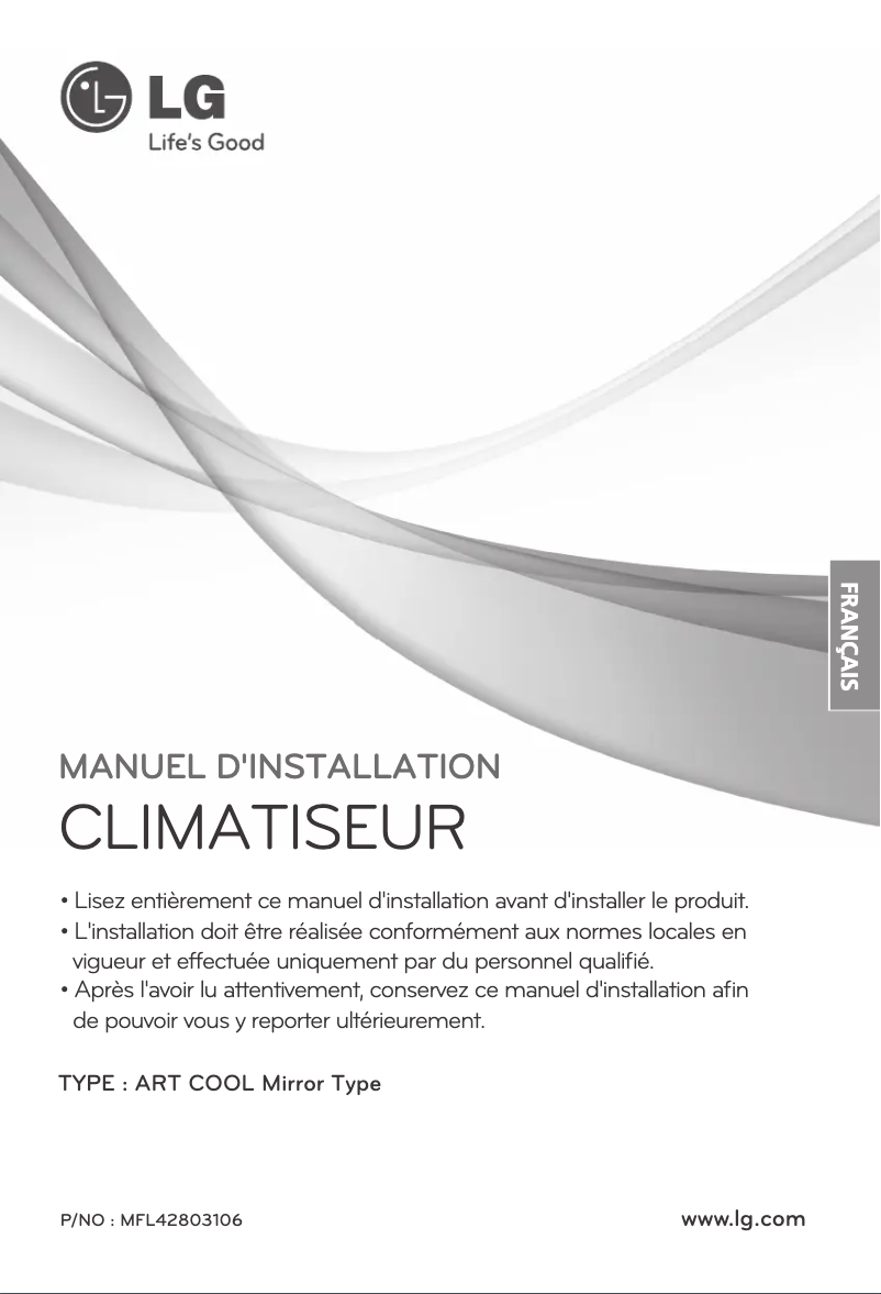 Page 1 de la notice Guide d'installation LG ARNU12GSER2