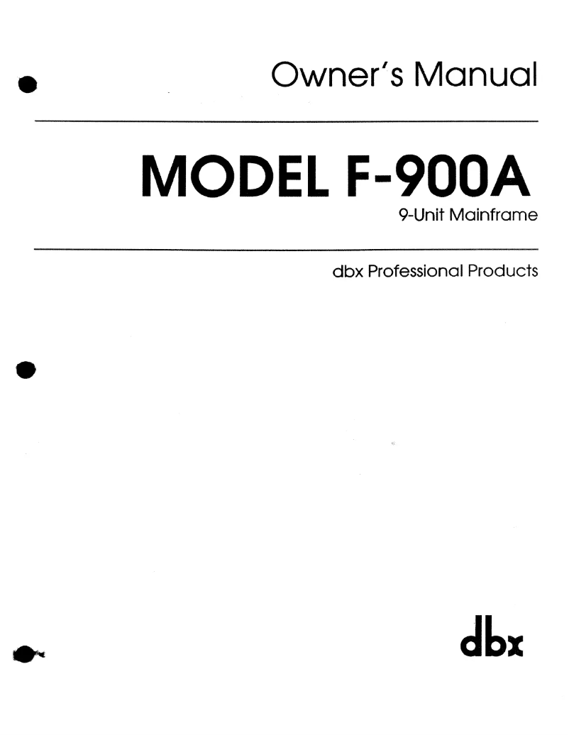 Page 1 de la notice Manuel utilisateur DBX F-900A