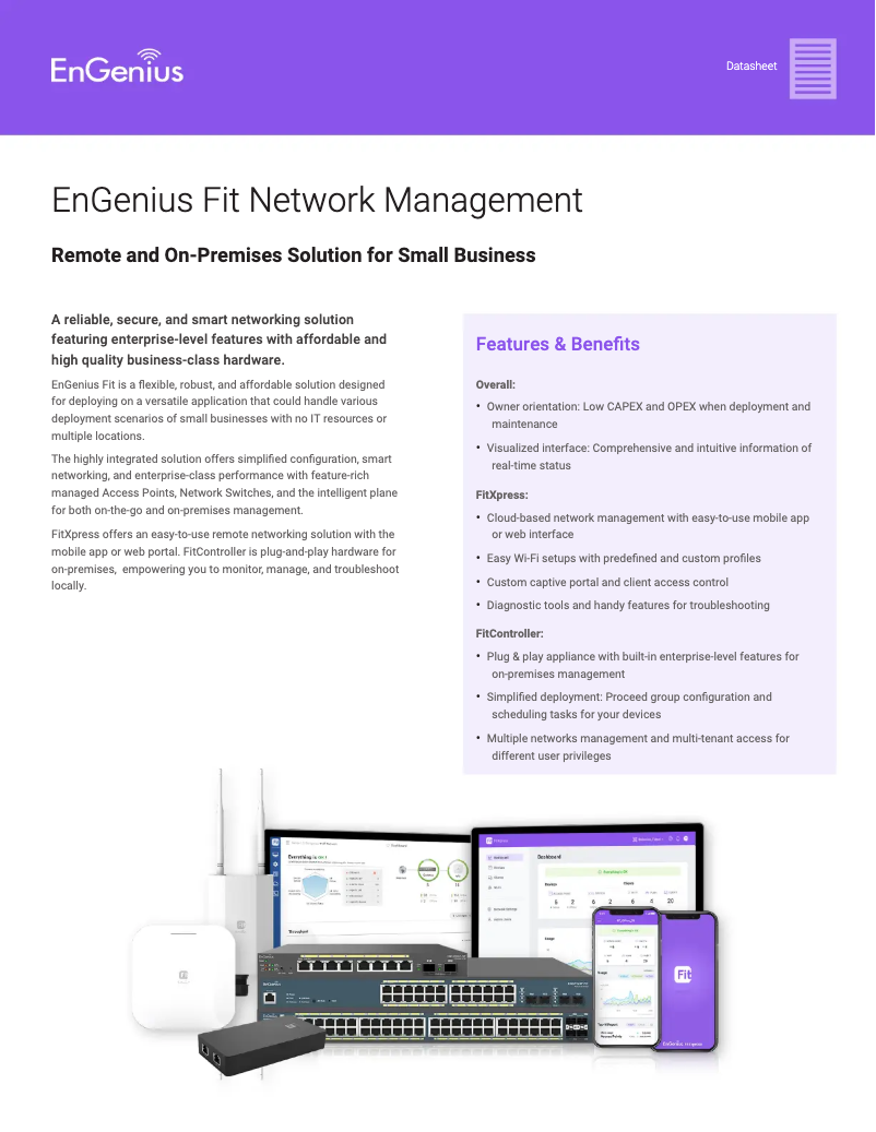 Page 1 de la notice Fiche technique EnGenius EWS7952P-FIT