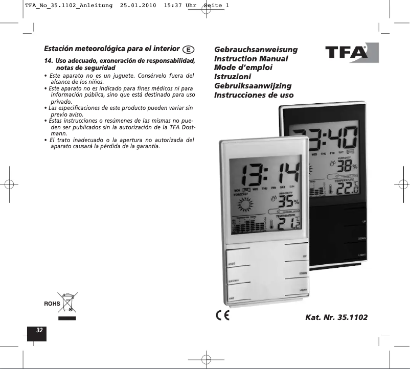 Image de la première page du manuel de l'appareil 35.1102.02