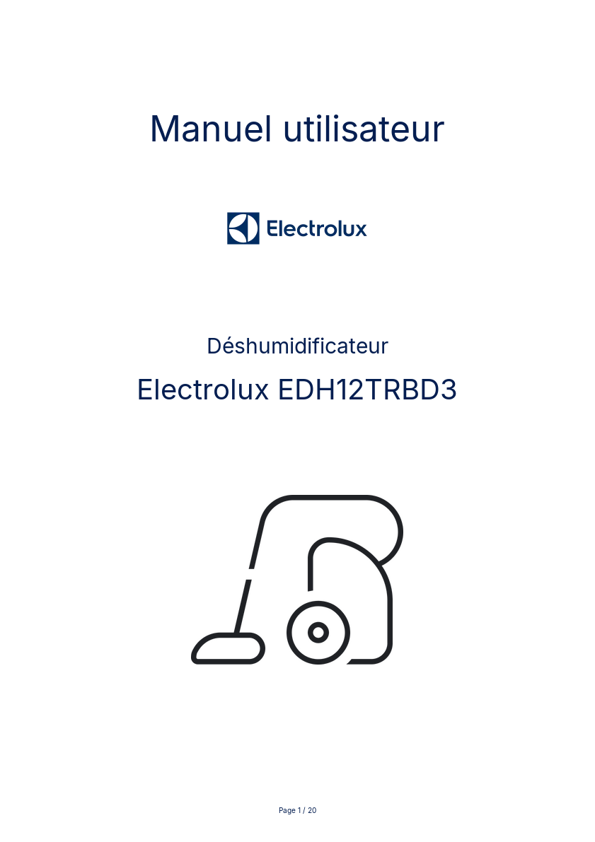 Image de la première page du manuel de l'appareil EDH12TRBD3