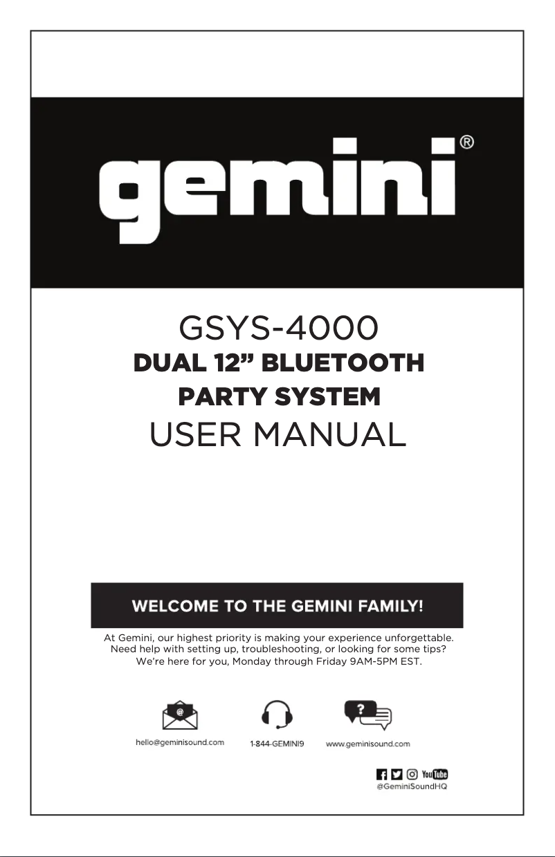 Page n°1 - Manuel utilisateur Gemini GSYS-4000