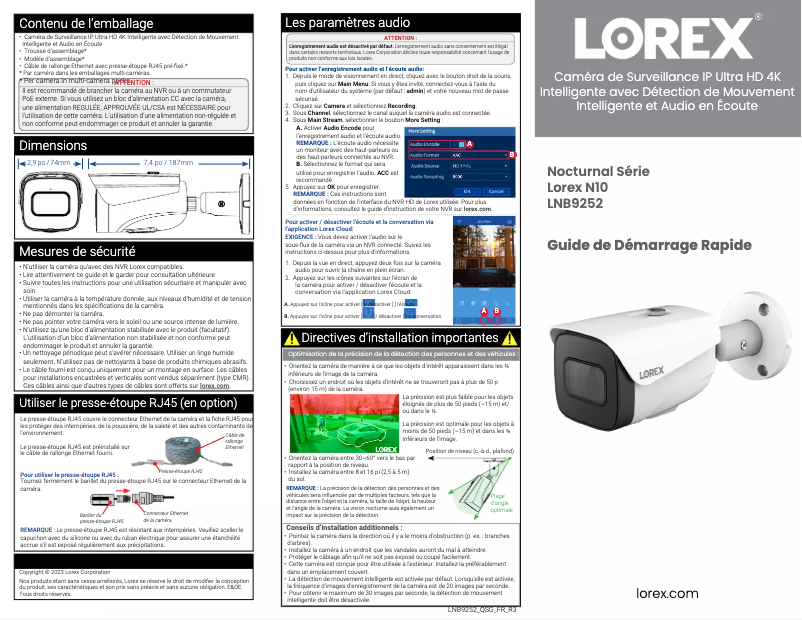 Page n°1 - Manuel utilisateur Lorex LNB9242B