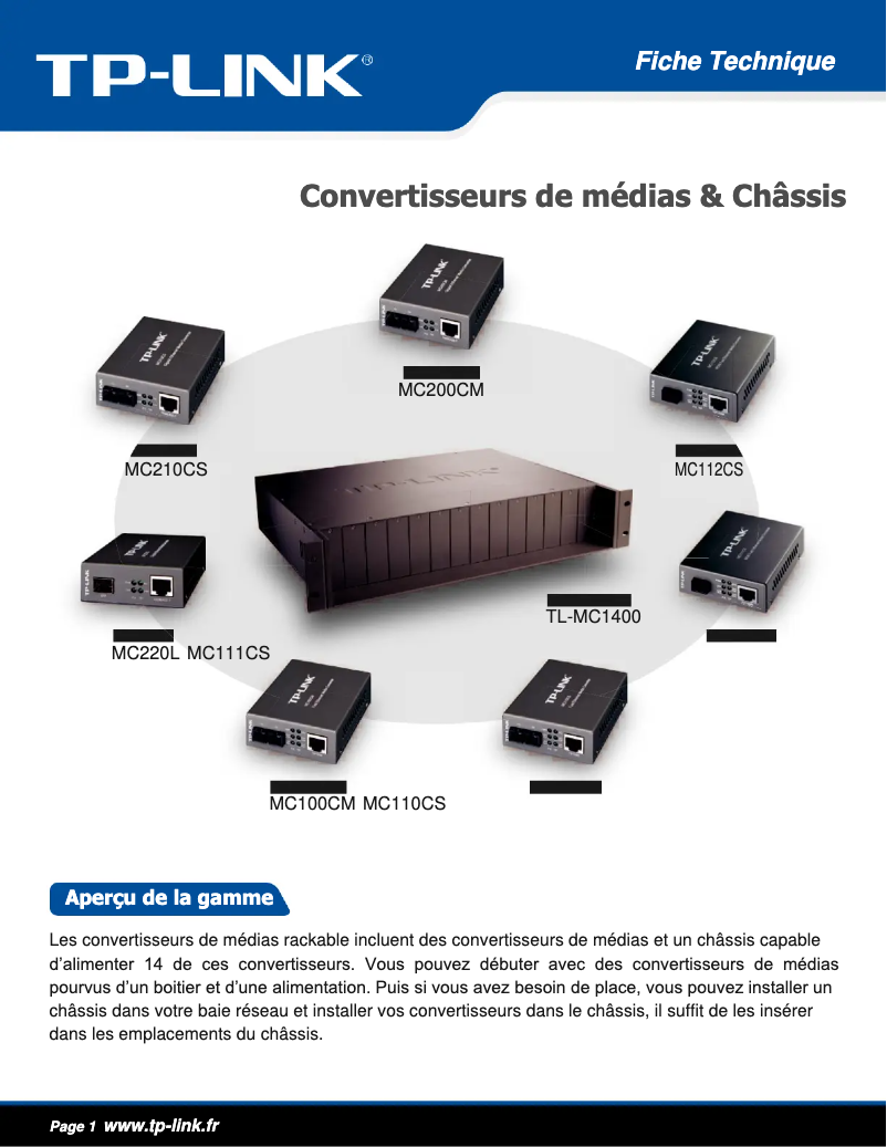 Page n°1 - Guide d'installation TP-Link MC210CS