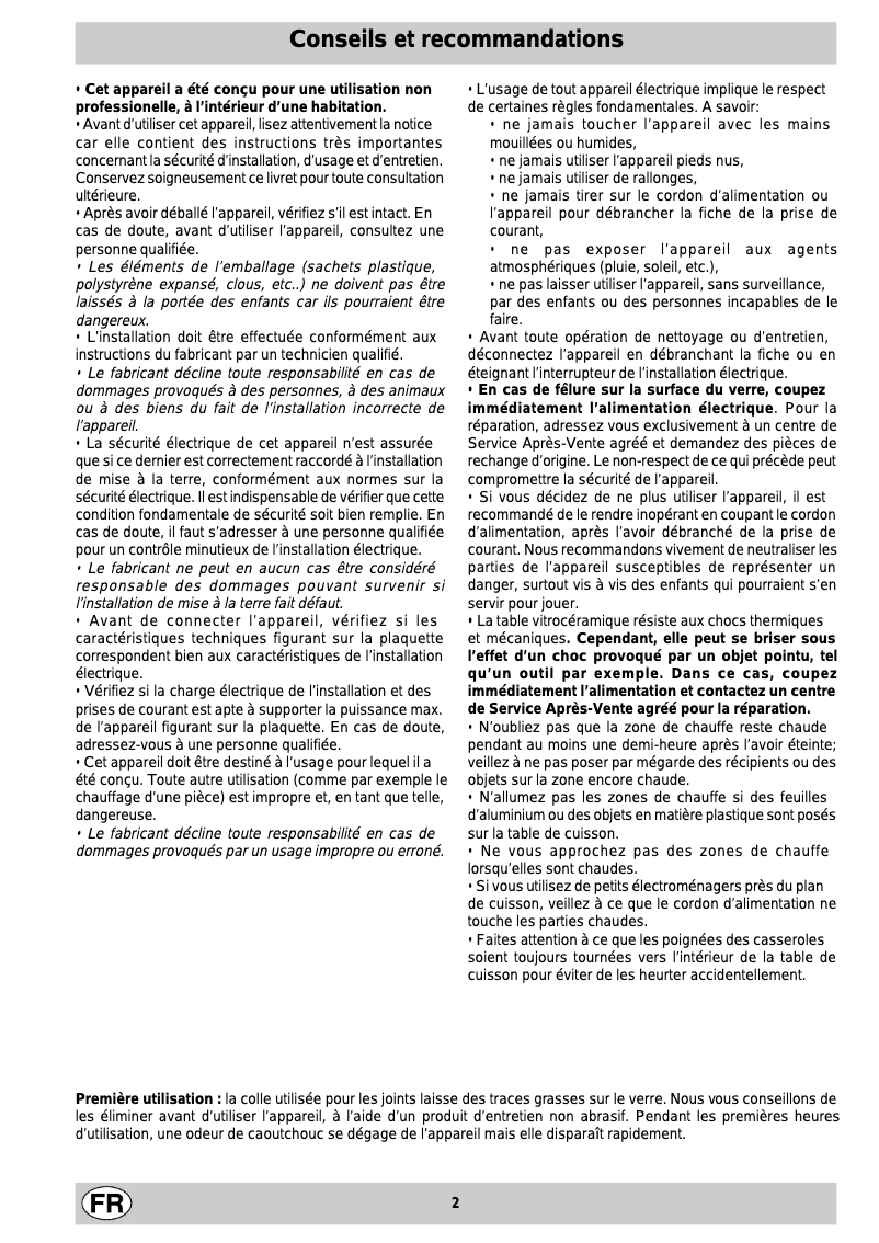 Page n°1 - Manuel utilisateur Ariston Thermo KBM 6004 IX