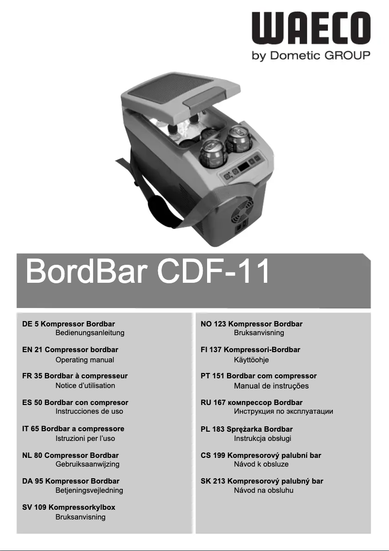 Image de la première page du manuel de l'appareil BordBar CDF-11