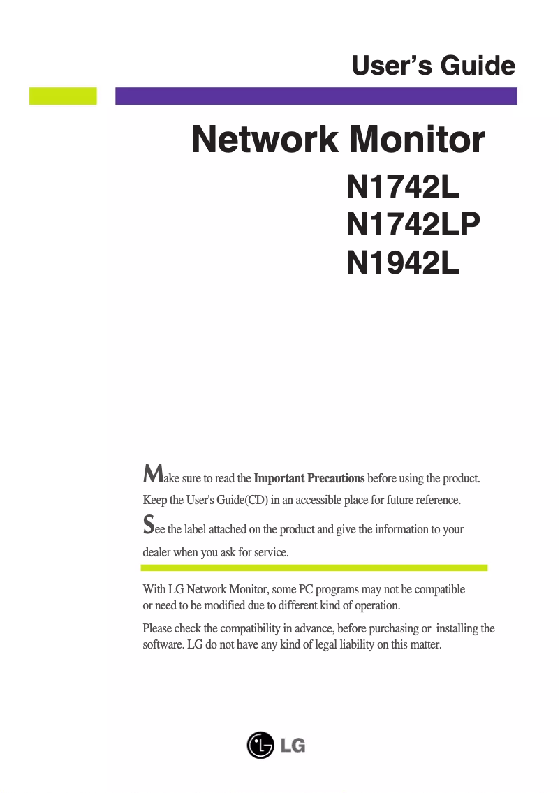 Imagen de la primera página del manual del dispositivo N1742LP