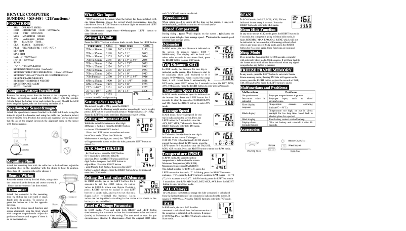 Page 1 de la notice Manuel utilisateur Sunding SD-568A