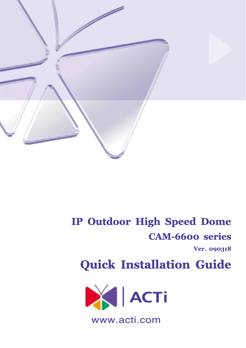 Image de la première page du manuel de l'appareil CAM-6620