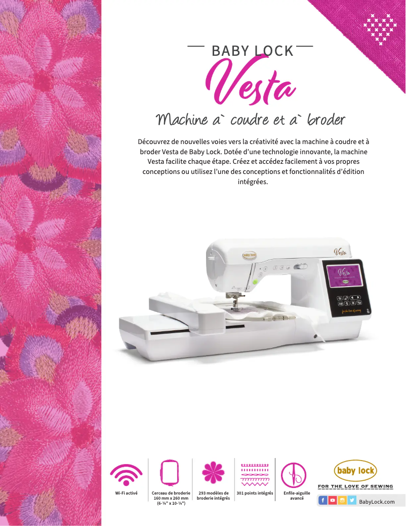 Page n°1 - Fiche technique Baby Lock Vesta BLMVE
