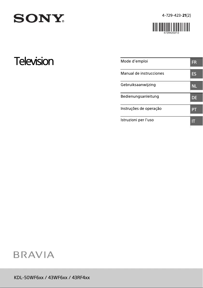 Image de la première page du manuel de l'appareil Bravia KDL-43RF450