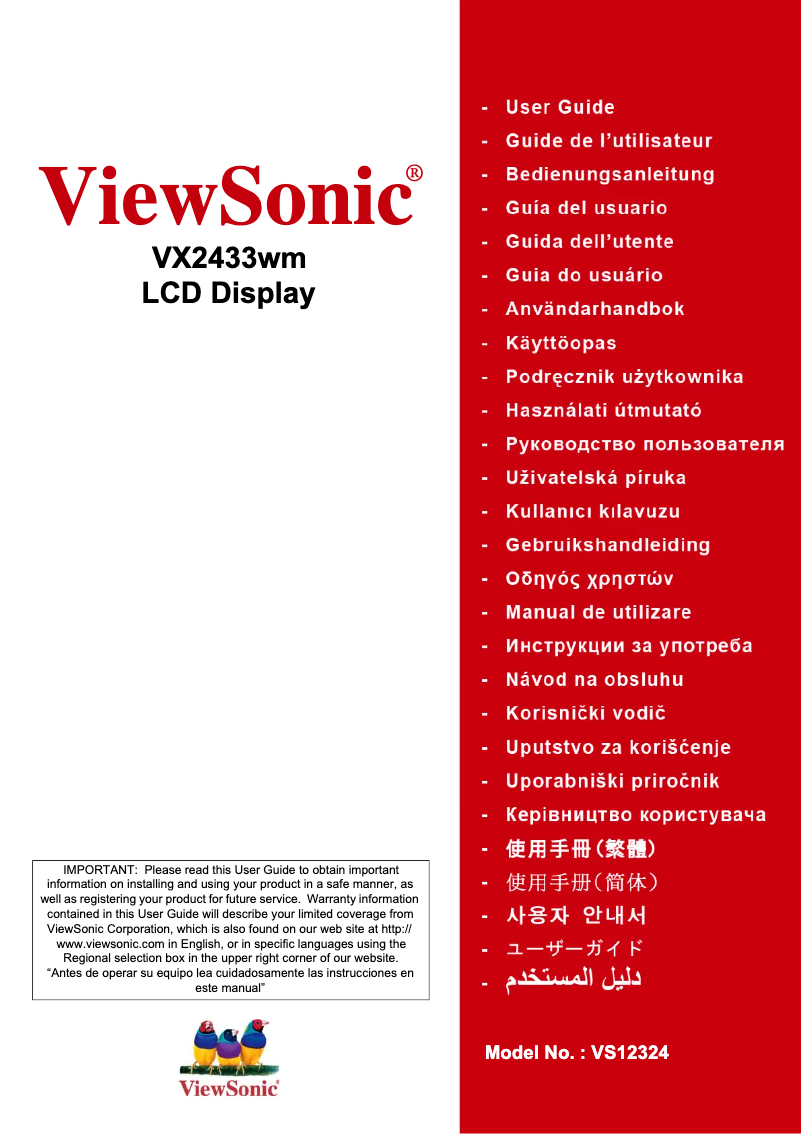 Page n°1 - Manuel utilisateur Viewsonic VX2433WM