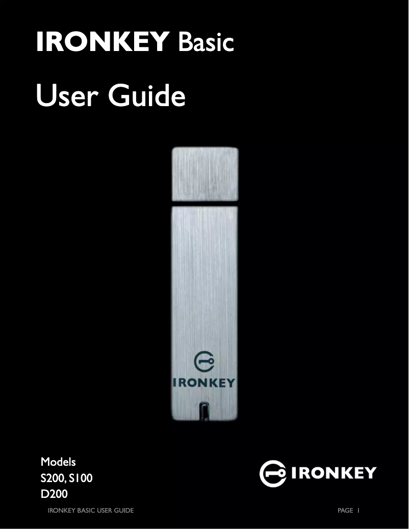 Page 1 de la notice Manuel utilisateur Ironkey Basic S250