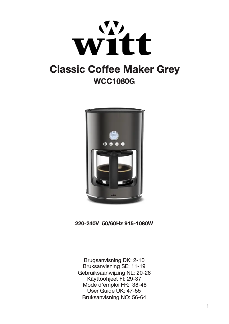 Page 1 de la notice Manuel utilisateur Witt WCC1080G