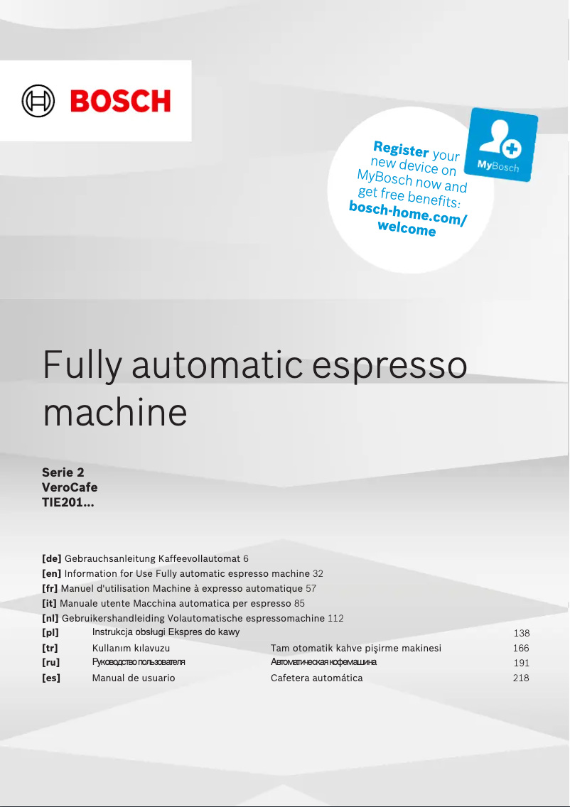 Page 1 de la notice Manuel utilisateur Bosch TIE20129