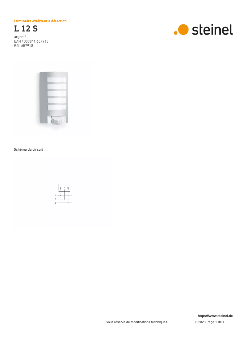 Page n°1 - Schéma de câblage Steinel L 12 S