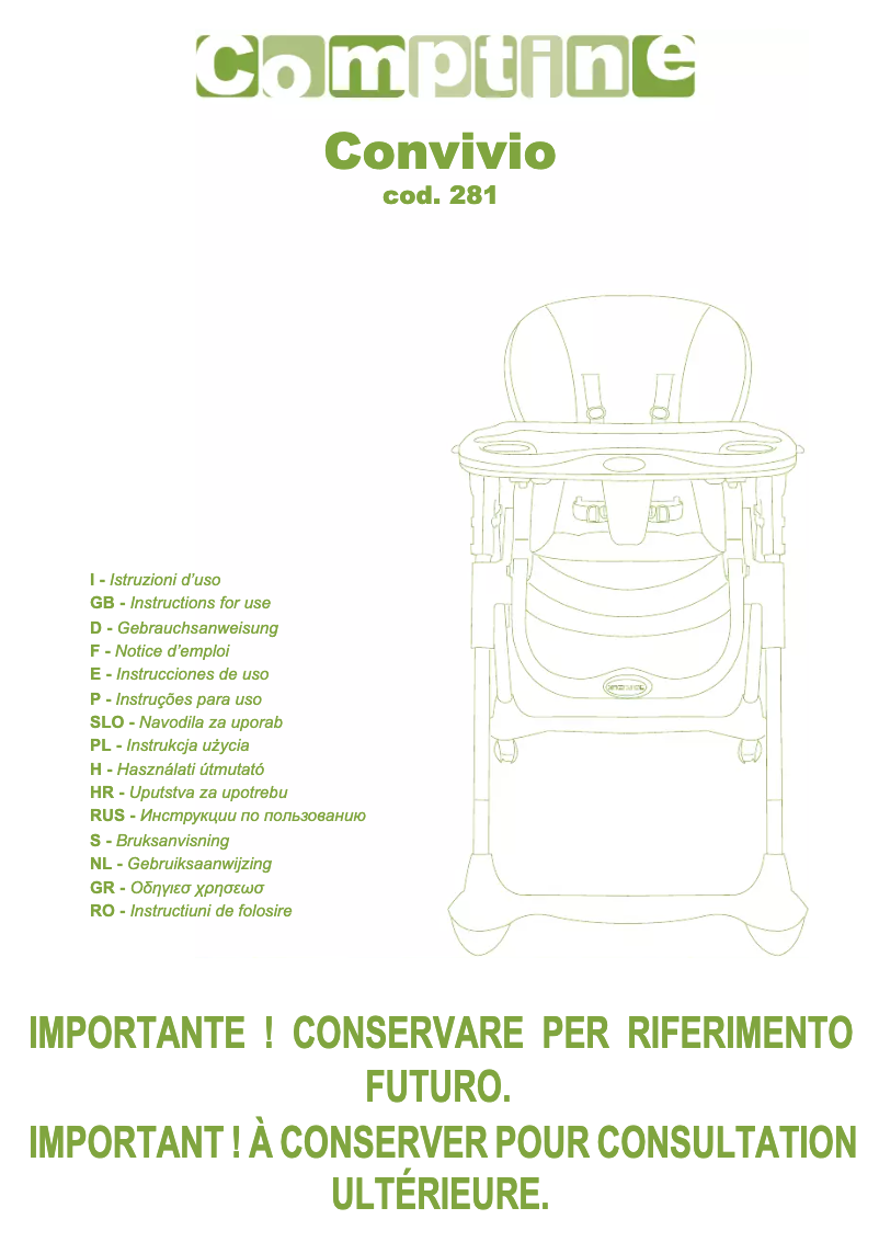 Page 1 de la notice Manuel utilisateur Brevi Convivio