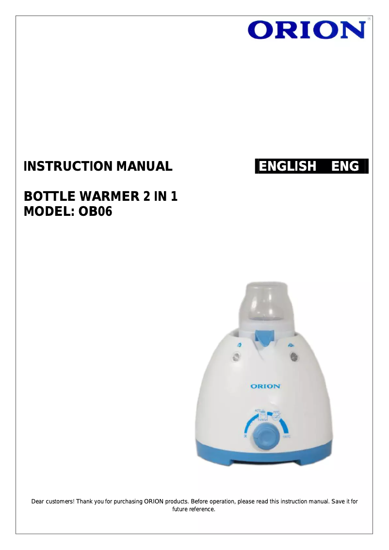 Page 1 de la notice Manuel utilisateur Orion OB06