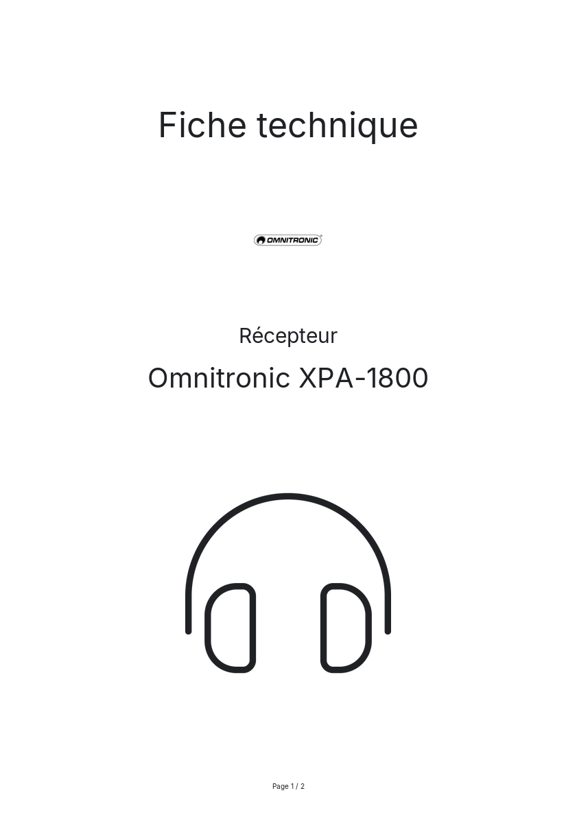 Image de la première page du manuel de l'appareil XPA-1800