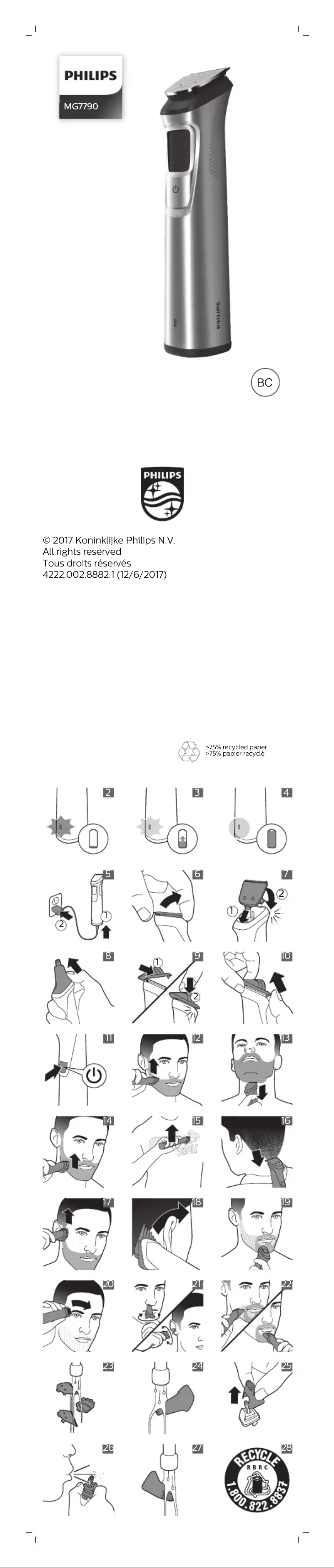 Image de la première page du manuel de l'appareil Norelco MG7790