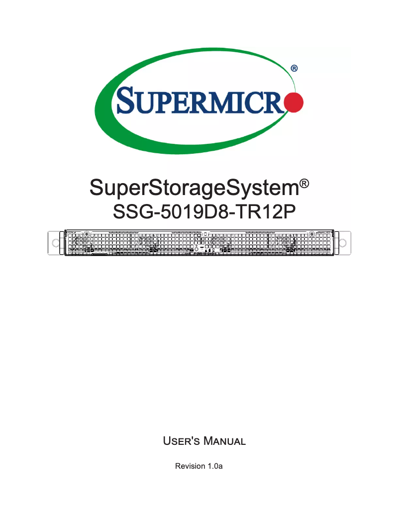 Page 1 de la notice Manuel utilisateur Supermicro SuperStorage 5019D8-TR12P