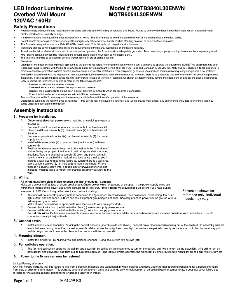 Page n°1 - Manuel utilisateur AFX Marquette MQTB3840L30ENWN