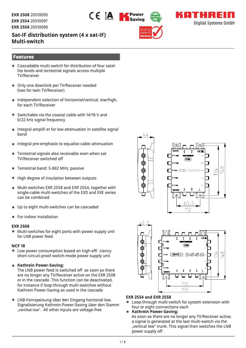 Page n°1 - Manuel utilisateur Kathrein EXR 2558