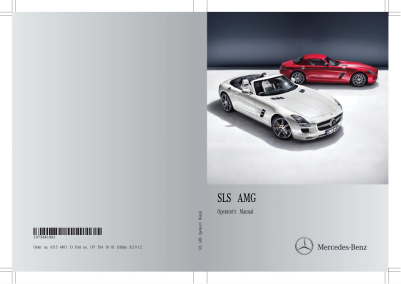 Page 1 de la notice Manuel utilisateur Mercedes-Benz AMG SLS (2012)