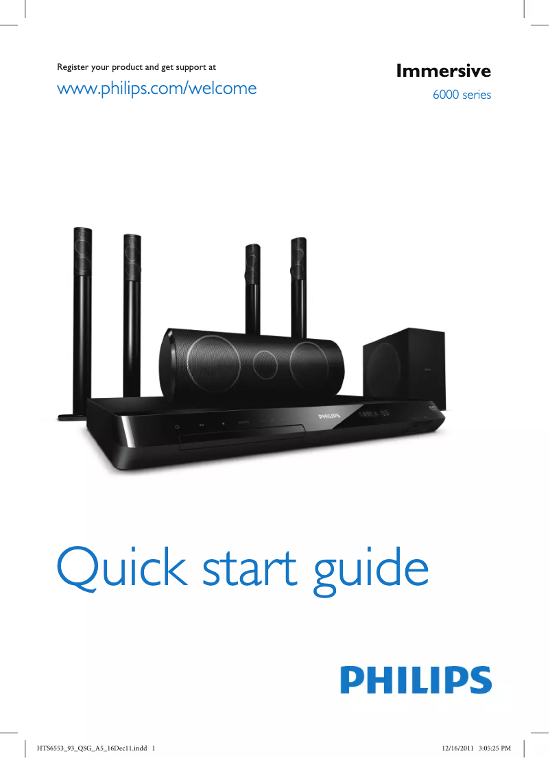 Image de la première page du manuel de l'appareil Immersive Sound HTS6553