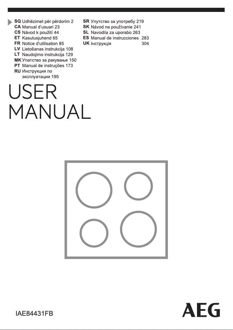 Page 1 de la notice Manuel utilisateur AEG IAE84431FB