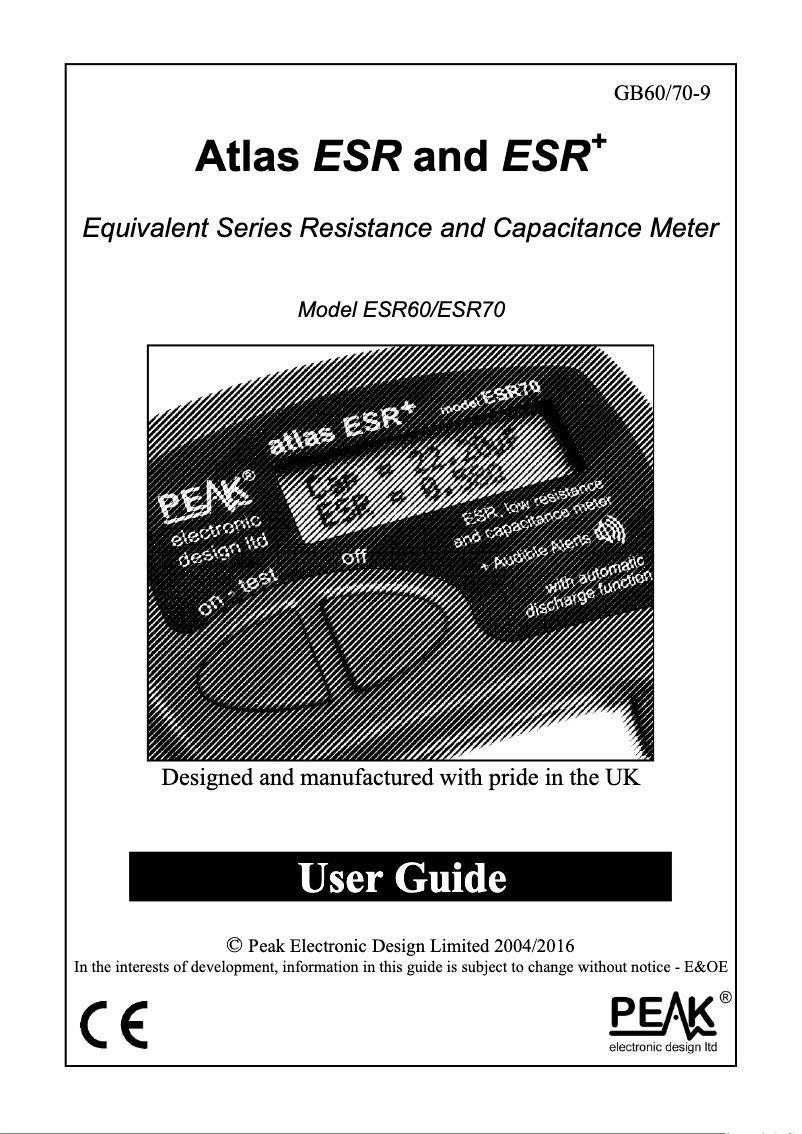 Image de la première page du manuel de l'appareil ESR70