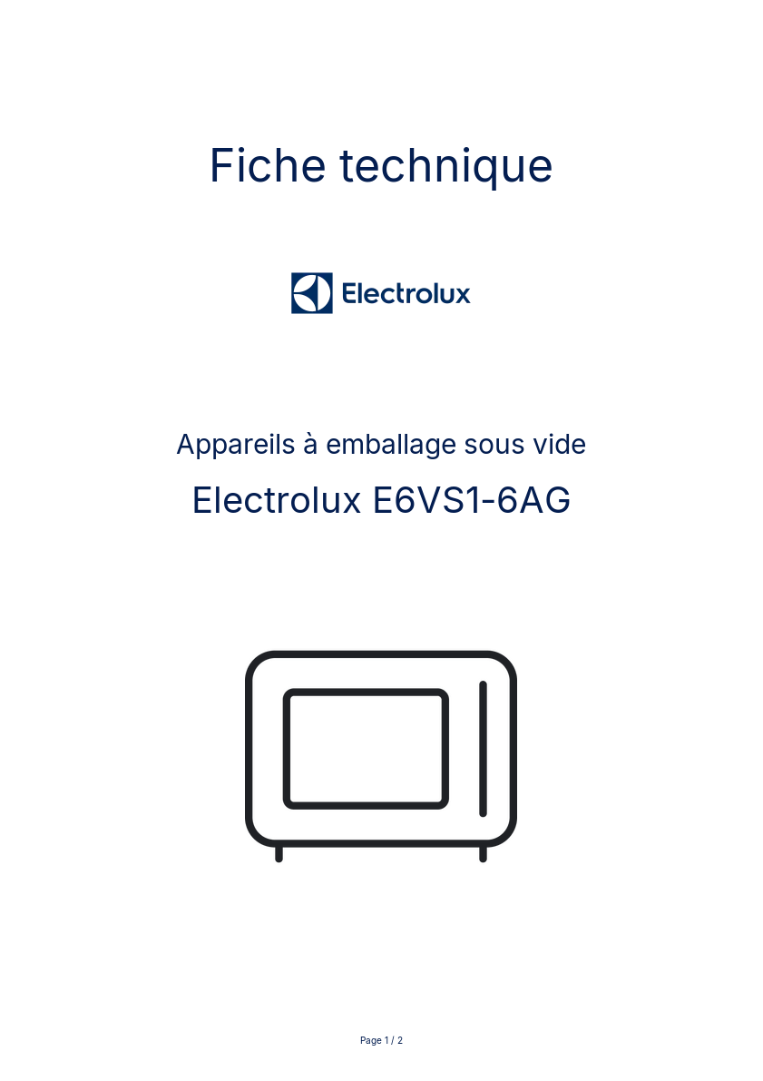 Page n°1 - Fiche technique Electrolux E6VS1-6AG