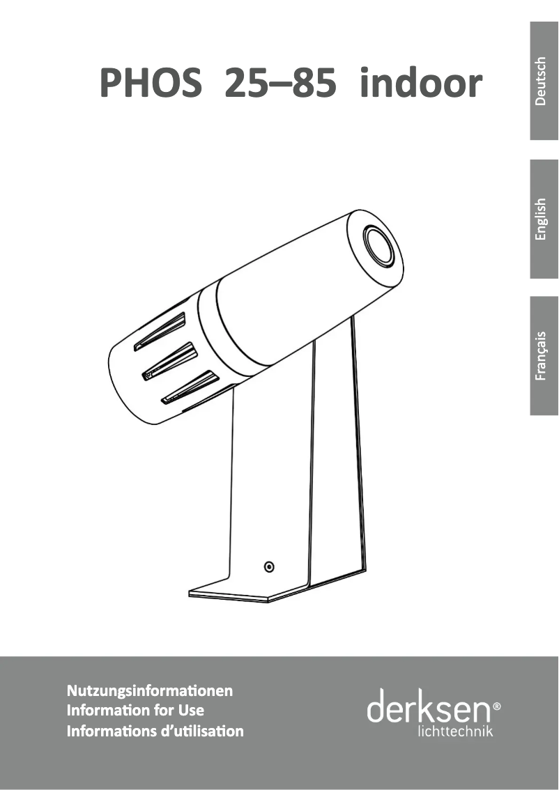 Page 1 de la notice Manuel utilisateur Derksen PHOS 85 indoor
