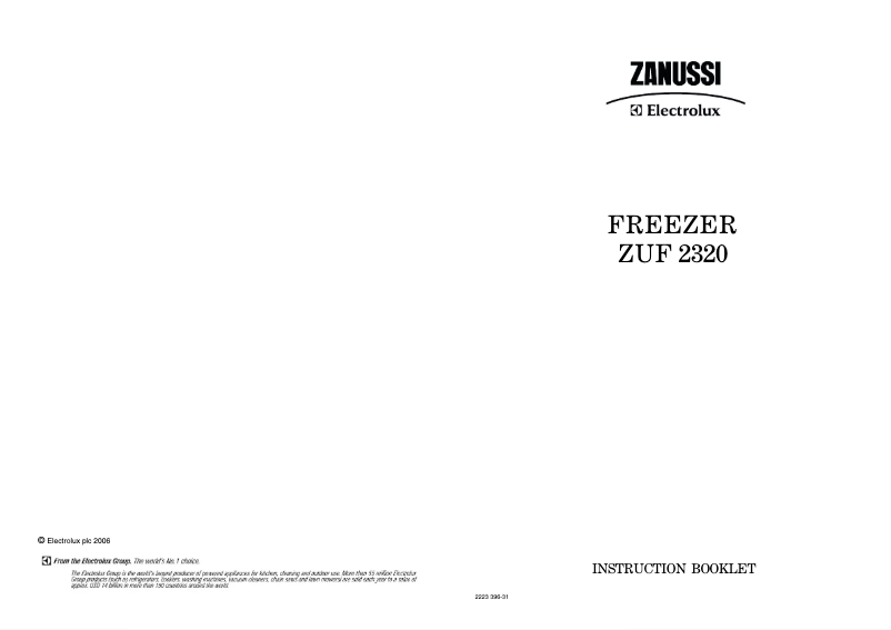 Page n°1 - Manuel utilisateur Zanussi-Electrolux ZUF2320