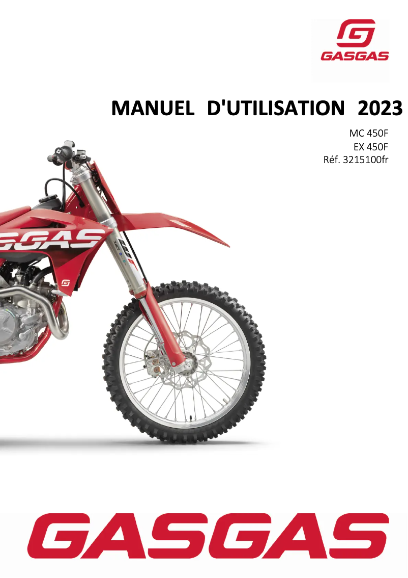 Page n°1 - Manuel utilisateur GasGas MC 450F (2023)