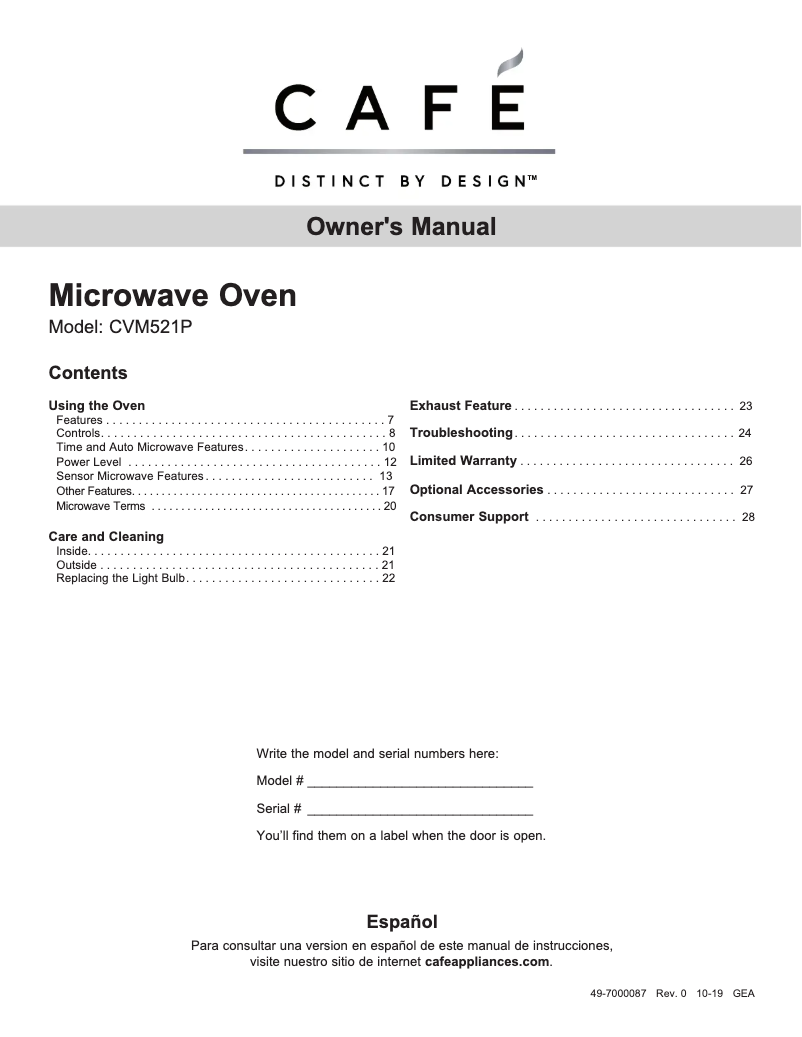 First page image of the manual for CVM521P2MS1