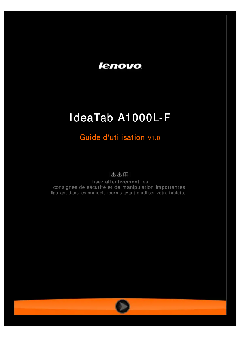 Page 1 de la notice Manuel utilisateur Lenovo IdeaTab A1000L