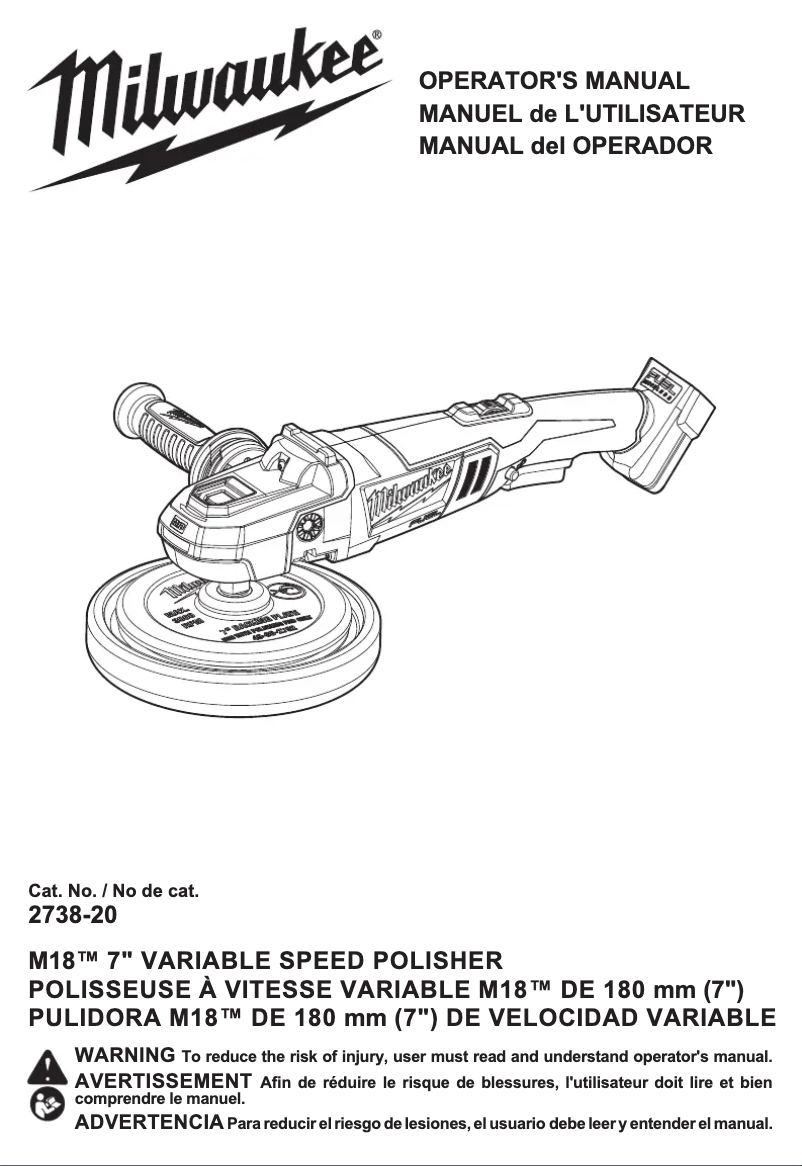 Page n°1 - Manuel utilisateur Milwaukee M18 Fuel 2738-22