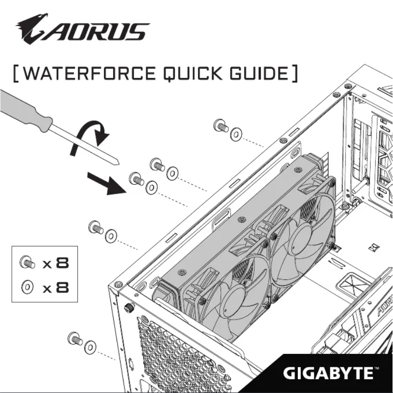 Page 1 de la notice Guide d'installation Gigabyte AORUS GeForce RTX 2080 SUPER WATERFORCE 8G
