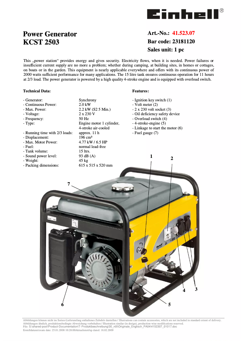 Image de la première page du manuel de l'appareil KCST 2503