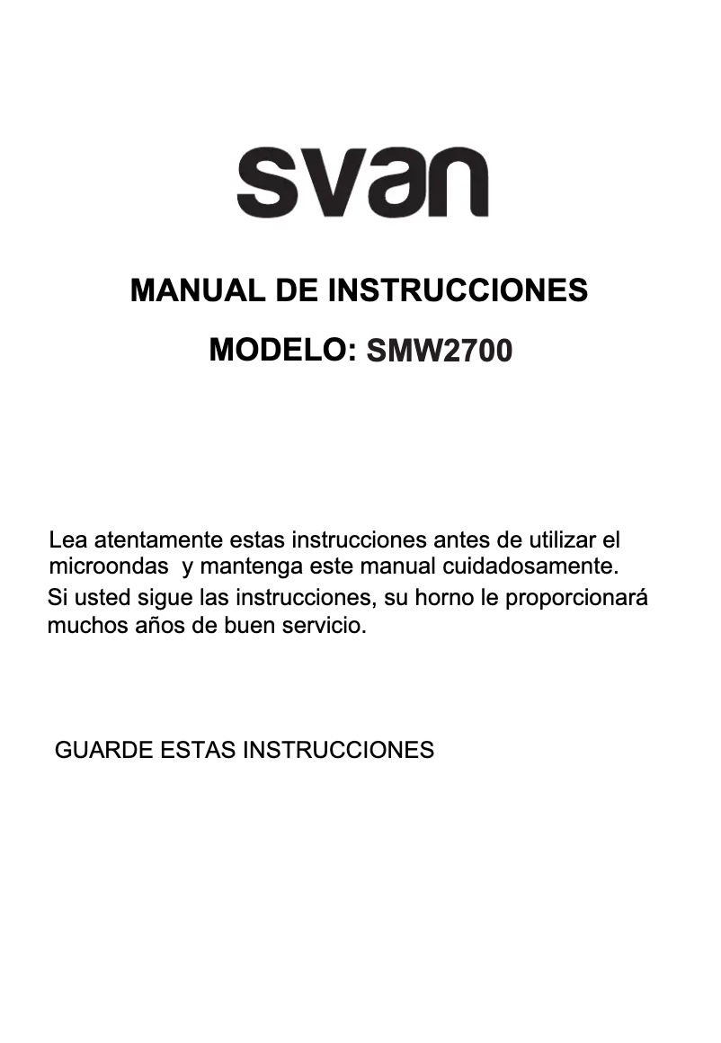Page 1 de la notice Manuel utilisateur SVAN SMW2700
