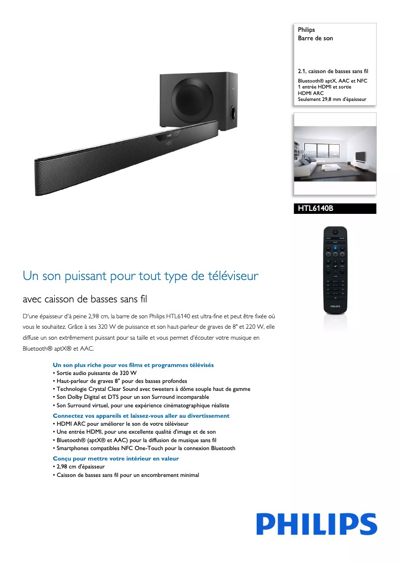 Image de la première page du manuel de l'appareil HTL6140B