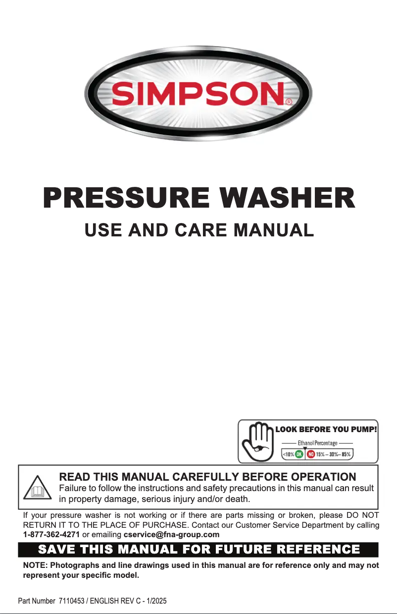 Page 1 de la notice Manuel utilisateur Simpson Megashot MSH3125-S