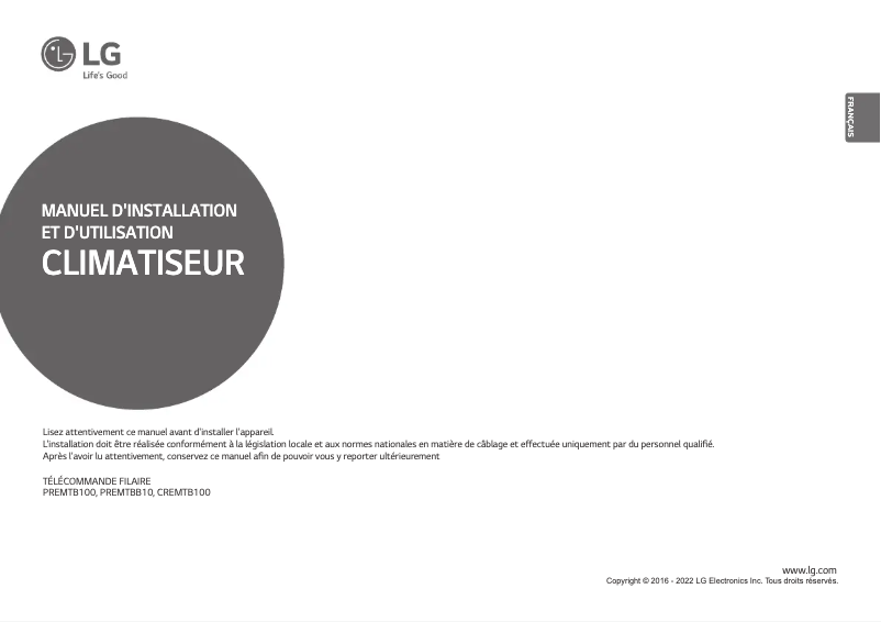 Page 1 de la notice Manuel utilisateur LG PREMTBB10