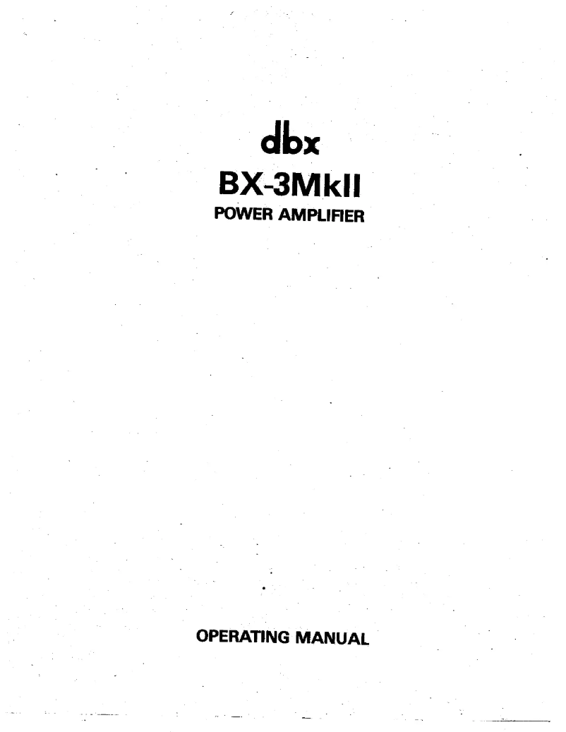 Page 1 de la notice Manuel utilisateur DBX BX3-MkII