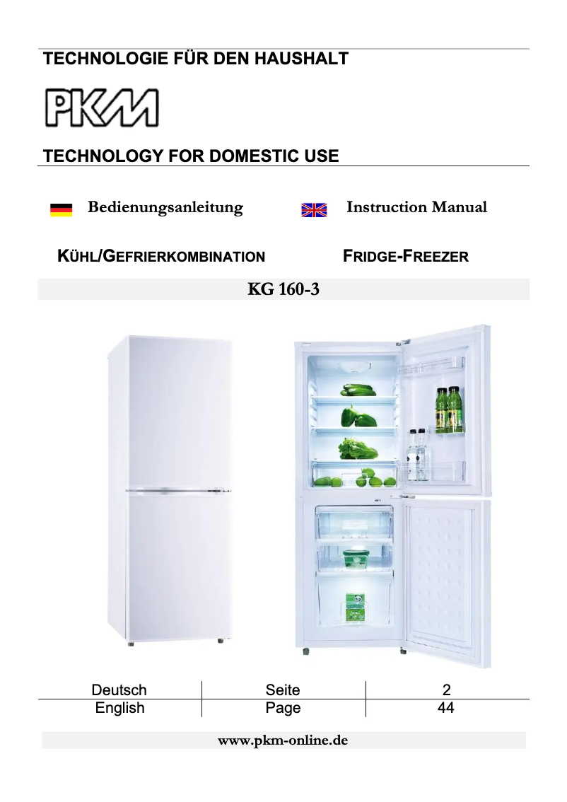 Page 1 de la notice Manuel utilisateur PKM KG160-3