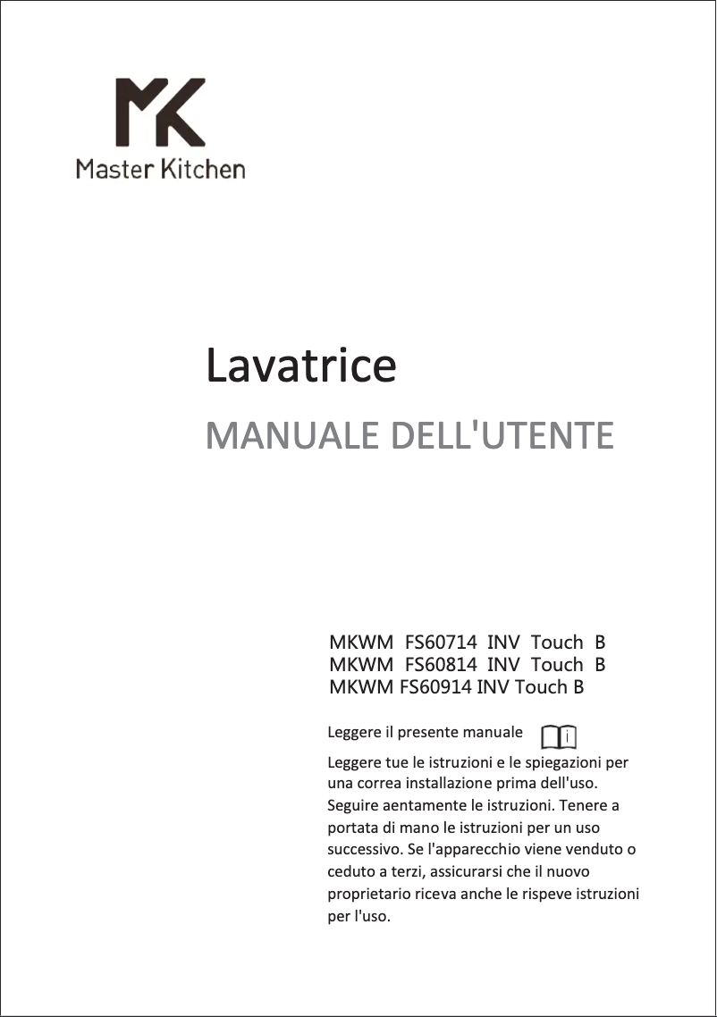 Page n°1 - Manuel utilisateur Master Kitchen MKWM FS60914 INV TOUCH B
